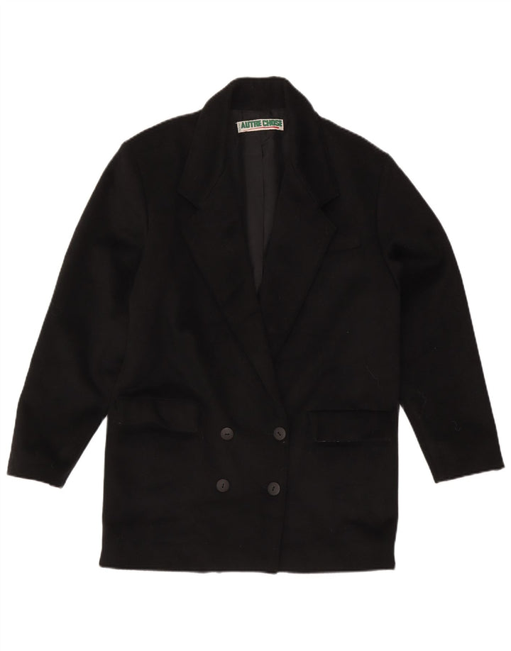 Cappotto doppiopetto vintage da donna UK 14 lana nera media