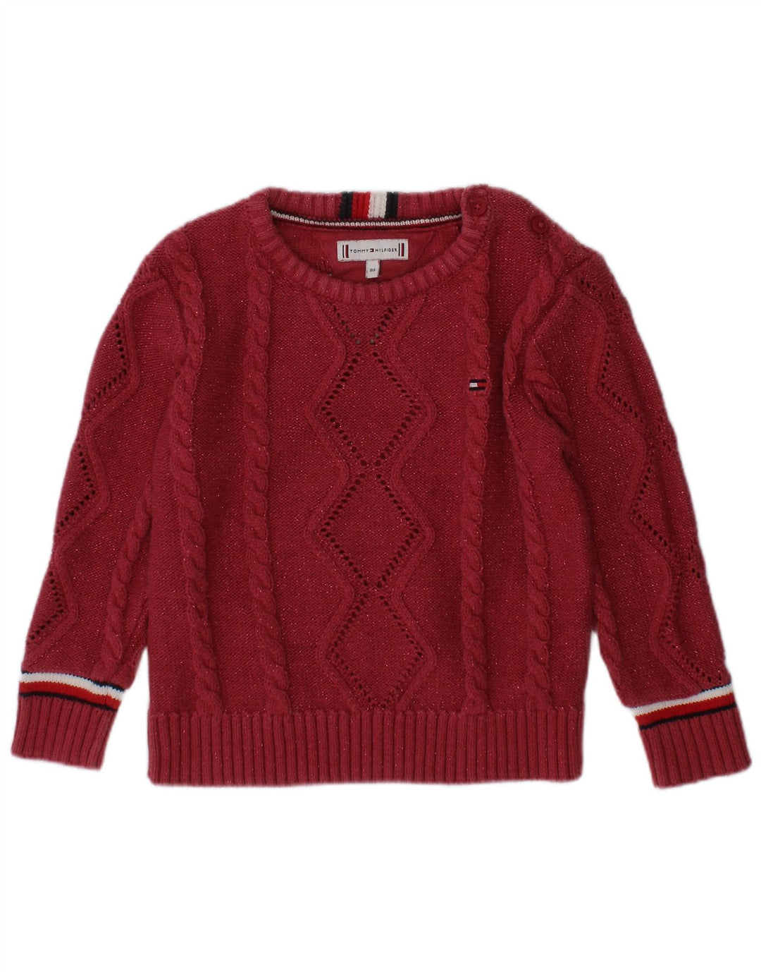 TOMMY HILFIGER Maglione con scollo a barchetta per neonata 12-18 mesi Bordeaux