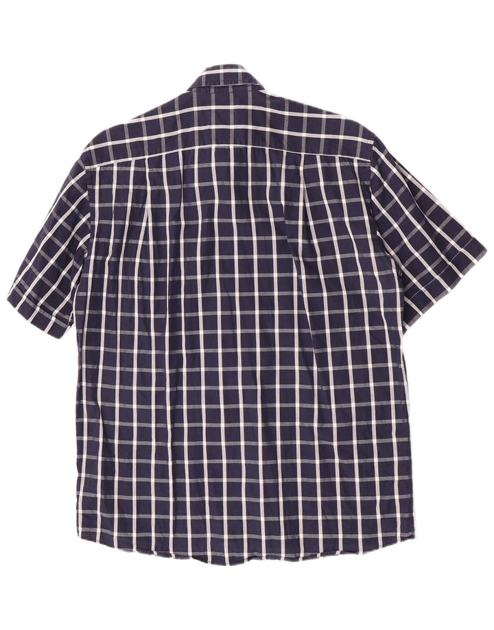 Camicia a maniche corte da uomo Roccobarocco taglia 39 15 1/2 medio blu navy a quadri