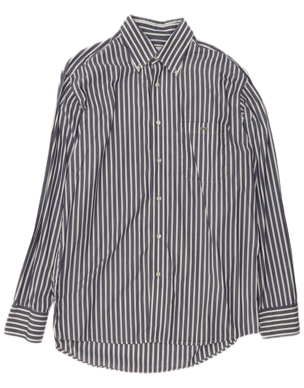Lacoste Mens Shirt Size 41 Medium Navy Blue Pinstripe Cotton