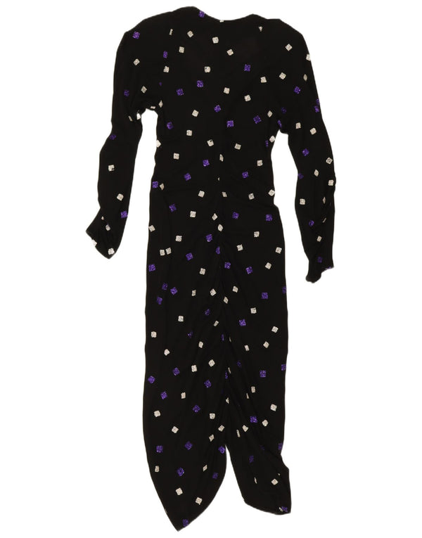 Abito aderente a maniche lunghe da donna Funky UK 10 Piccolo nero geometrico