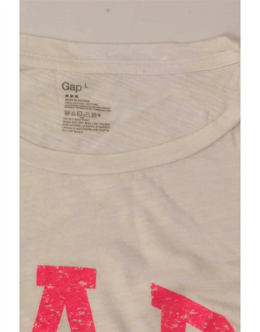 Top grafico da donna Gap manica lunga UK 16 grande cotone bianco