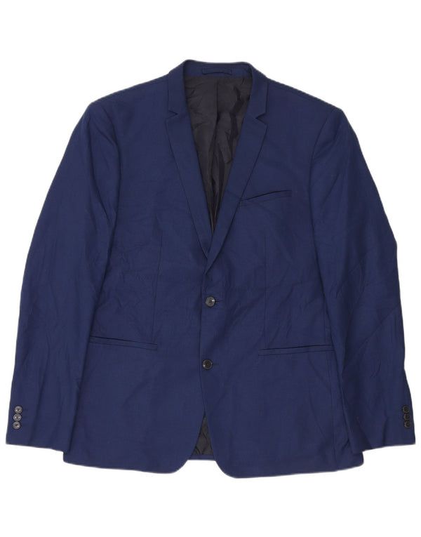 Giacca blazer slim fit da uomo Zara a 2 bottoni EU 54 XL blu navy