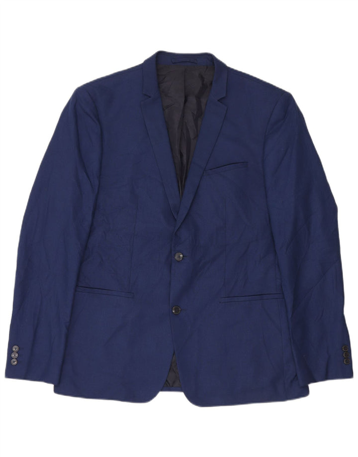 Giacca blazer slim fit da uomo Zara a 2 bottoni EU 54 XL blu navy