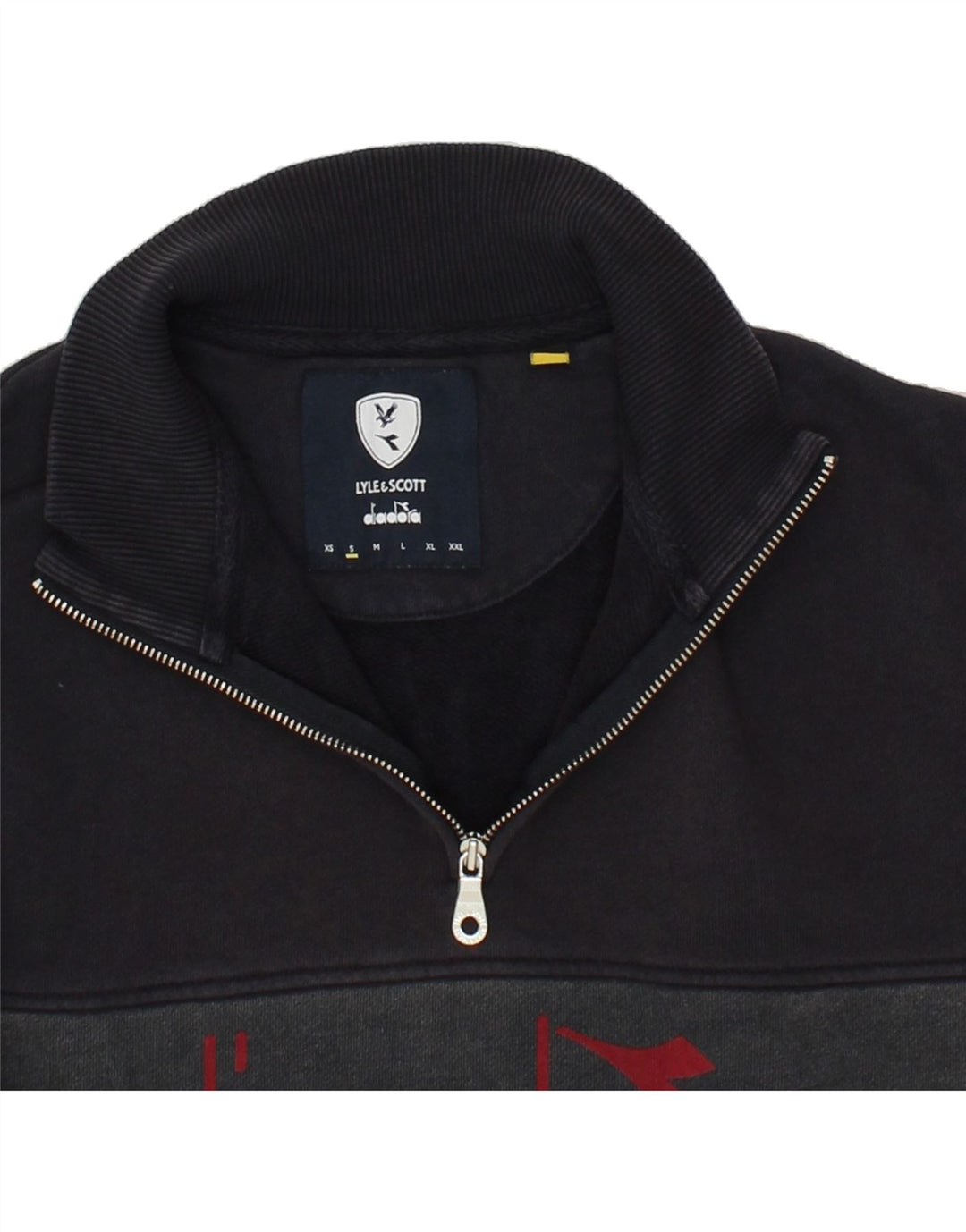 DIADORA Felpa da uomo con collo con zip grafica Maglione piccolo rosso color block