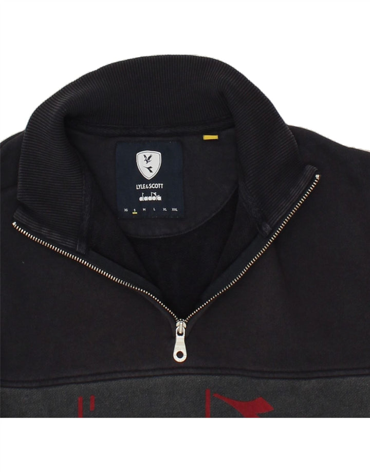 DIADORA Felpa da uomo con collo con zip grafica Maglione piccolo rosso color block