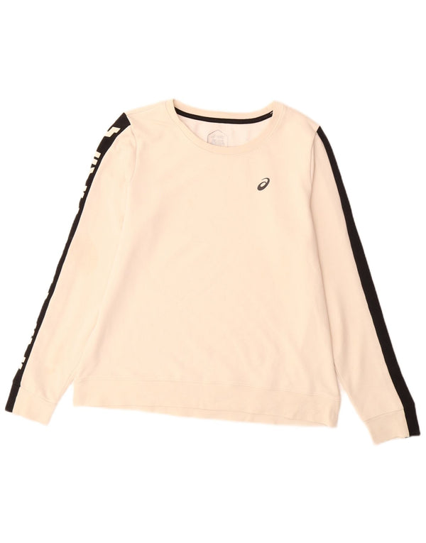Felpa grafica da donna Asics, maglione UK 14, color block beige medio