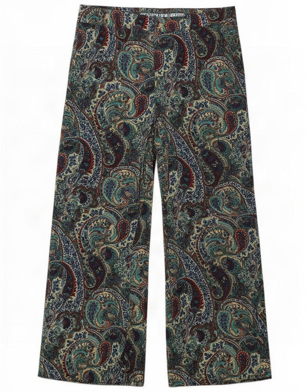 Pantaloni corti da donna Zara a gamba larga medi W28 L24 verde Paisley