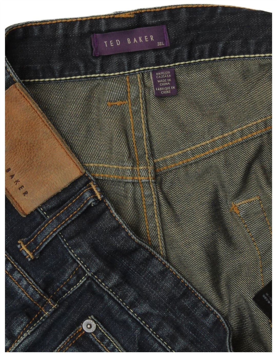 Jeans lunghi dritti da uomo Ted Baker W38 L34 cotone blu