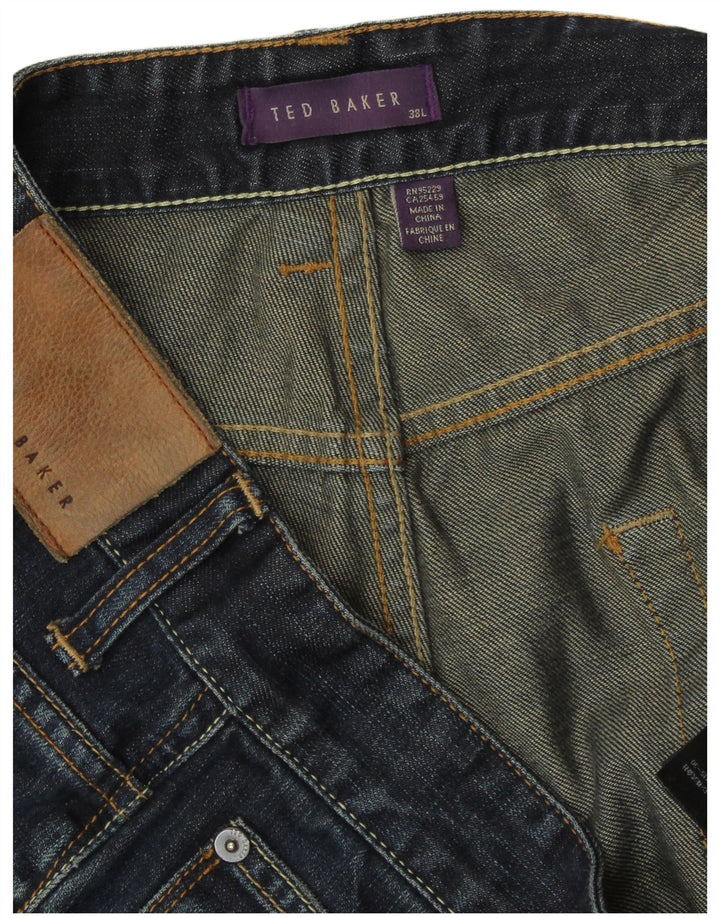 Jeans lunghi dritti da uomo Ted Baker W38 L34 cotone blu