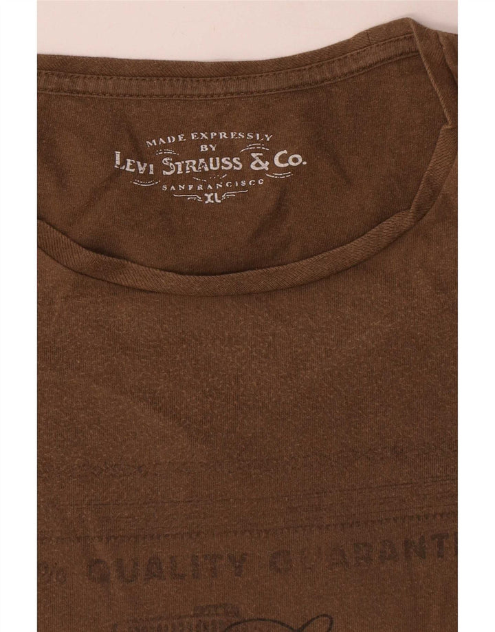 T-shirt grafica da uomo Levi's Top XL in cotone marrone