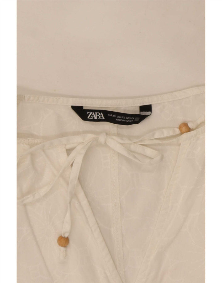 Top corto corto da donna oversize in camicetta Zara UK 6 XS bianco floreale