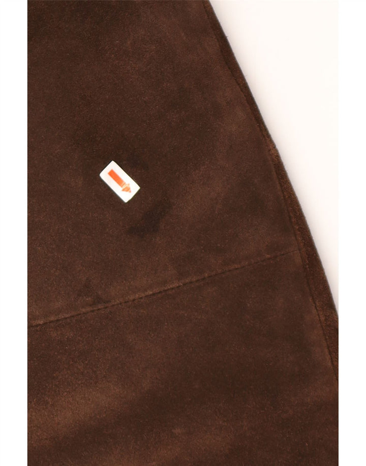 Cappotto vintage da donna oversize in pelle scamosciata con giacca a vento UK 18 XL Marrone