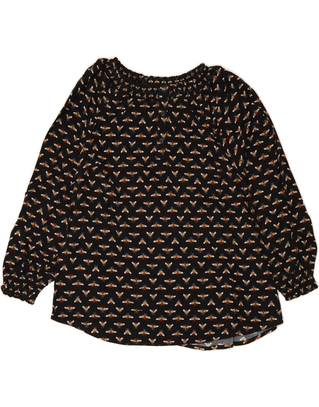 JOULES Womens Abstract Pattern Long Sleeve Blouse Top UK 12 Medium  Black Vintage Joules and Second-Hand Joules from Messina Hembry 