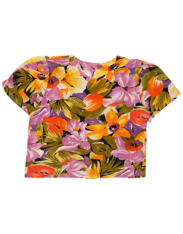 Camicetta vintage da donna a maniche corte UK 16 grande floreale multicolore