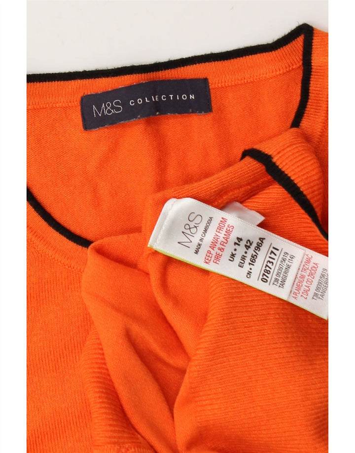 Maglione cardigan da donna Marks & Spencer UK 14 grande viscosa arancione