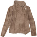 Giubbotto bomber corto da donna ZARA UK 14 grande poliestere marrone tie-dye