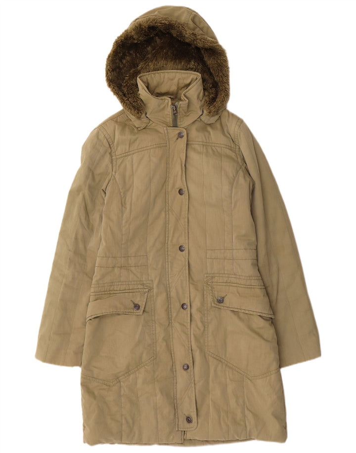 Cappotto giacca a vento con cappuccio da donna Levi's UK 10 piccolo cotone kaki