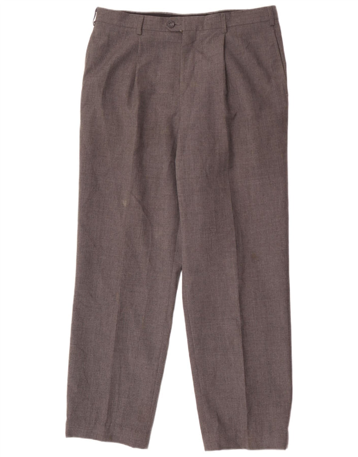 Pantaloni da abito dritti da uomo Yves Saint Laurent W36 L30 poliestere grigio