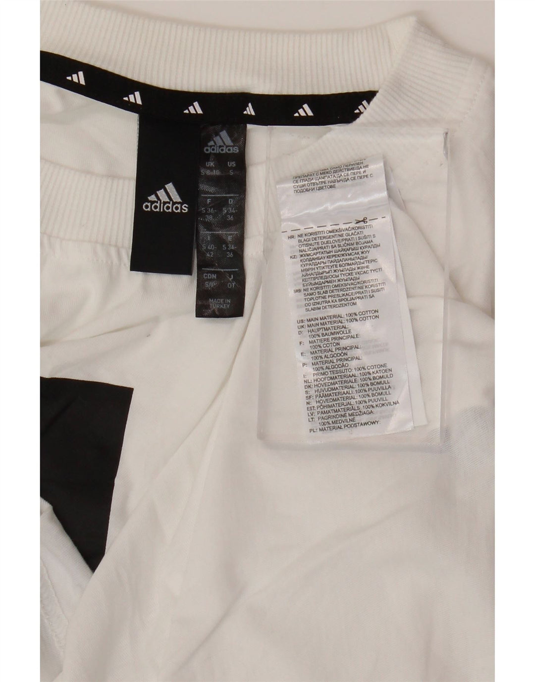 T-shirt grafica oversize corta da donna ADIDAS Top UK 10 piccola in cotone bianco