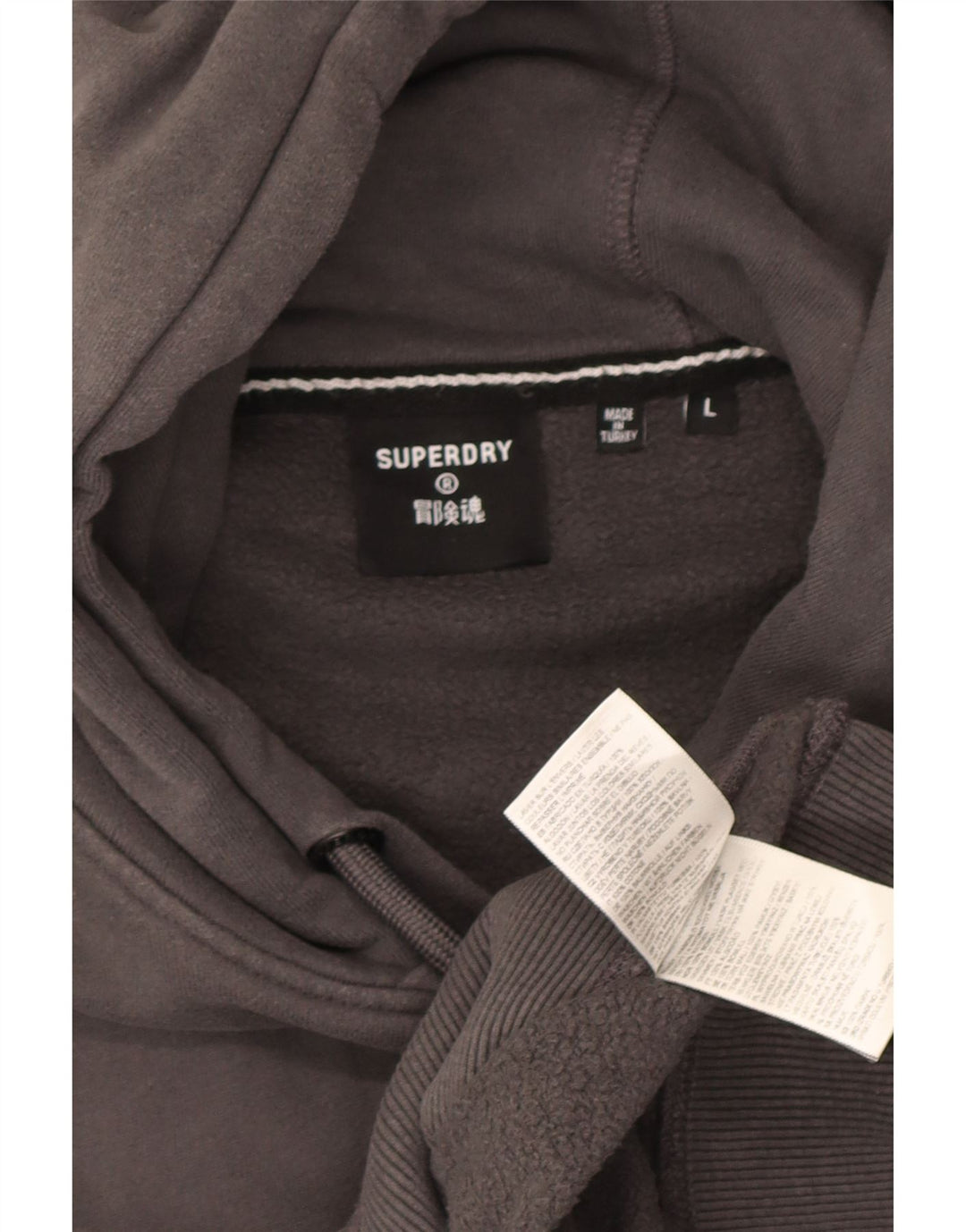 Maglione con cappuccio grafico da uomo Superdry grande in cotone grigio