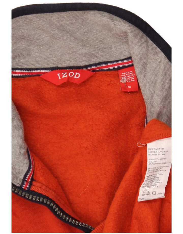 Felpa da uomo IZOD con zip e collo, in cotone color block arancione medio