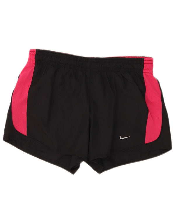 Pantaloncini sportivi Nike Dri Fit da donna UK 10 Small Nero Colourblock Poliestere