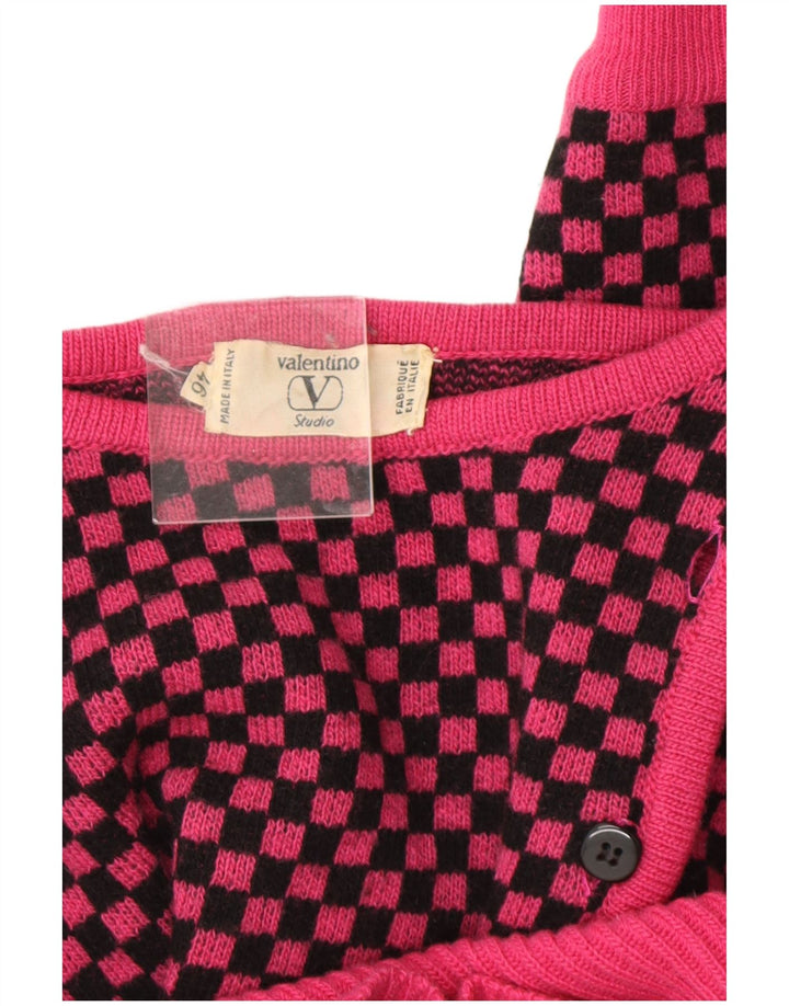 Maglione da donna Valentino con scollo a barca IT 46 Large in lana a quadretti rosa