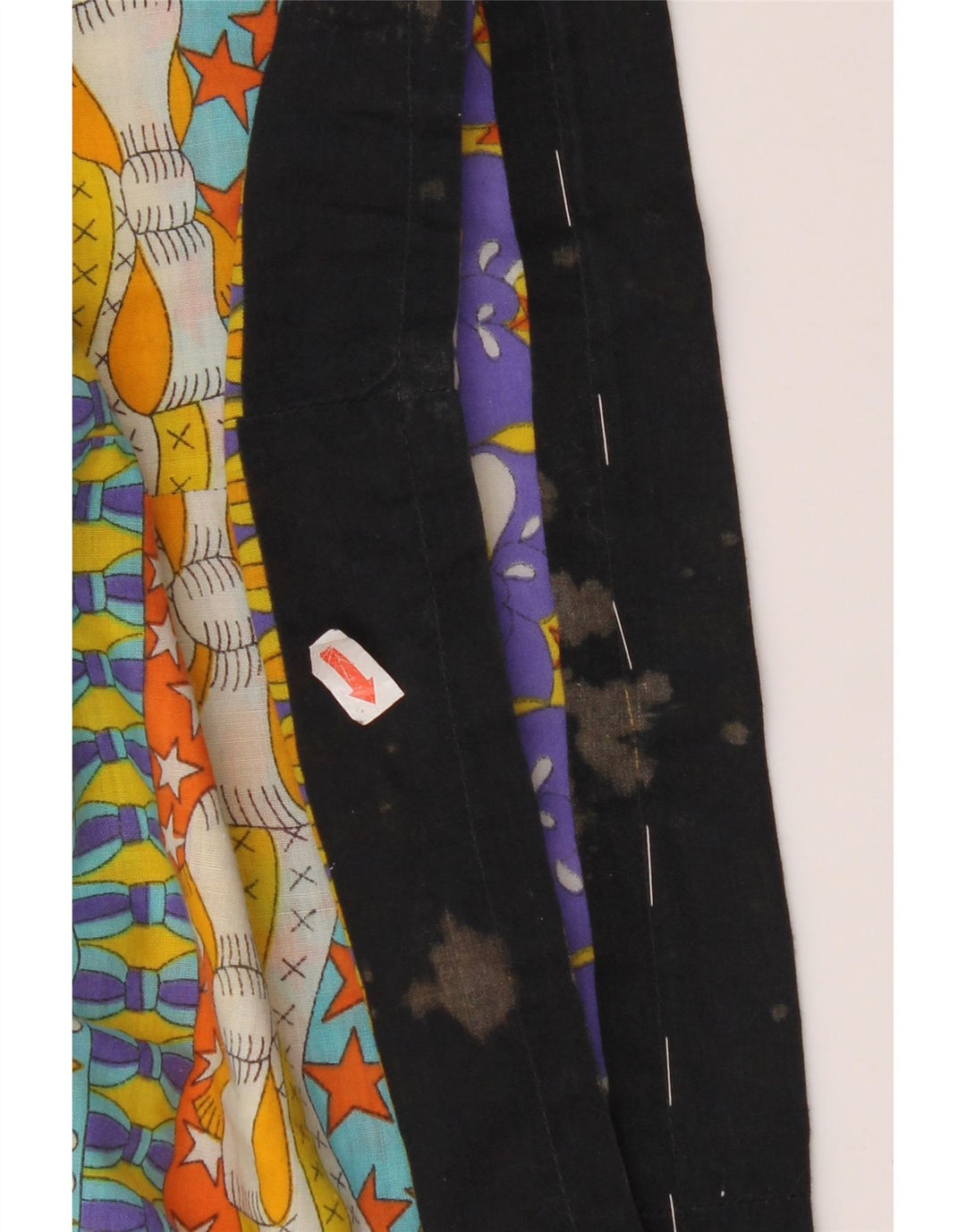 Gonna a trapezio a vita alta da donna vintage W28 geometrica multicolore media
