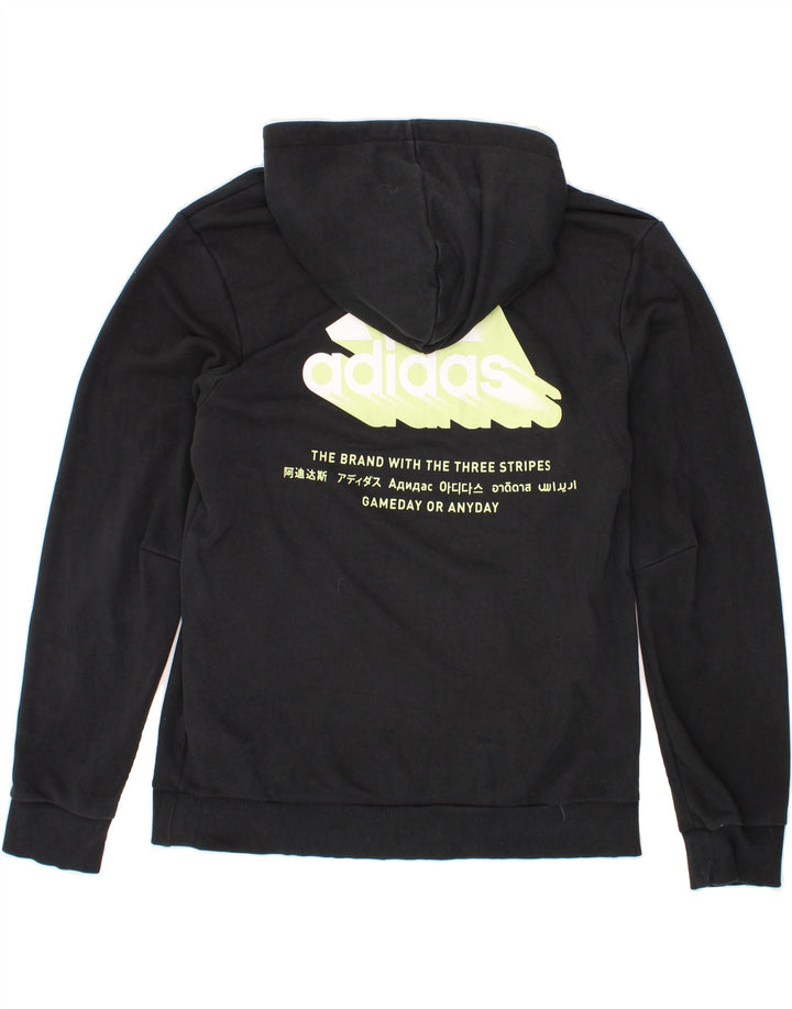 ADIDAS Mens Graphic Hoodie Jumper Large Black Vintage Adidas and Second-Hand Adidas from Messina Hembry 