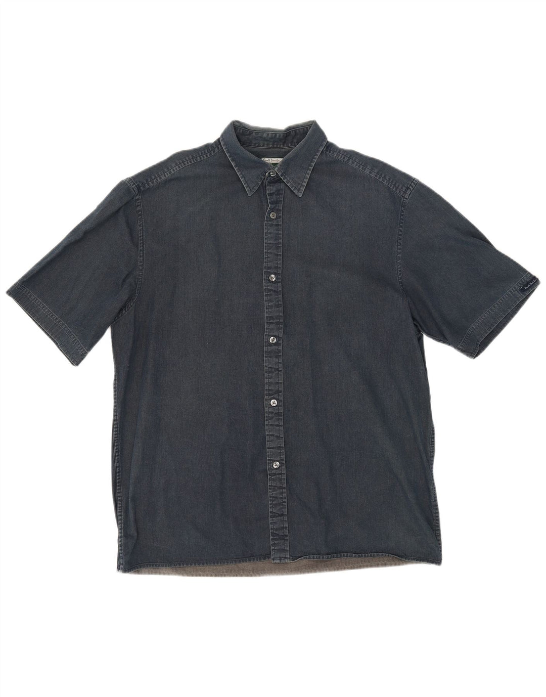 Camicia di jeans a maniche corte da uomo Paul Smith grande in cotone blu navy