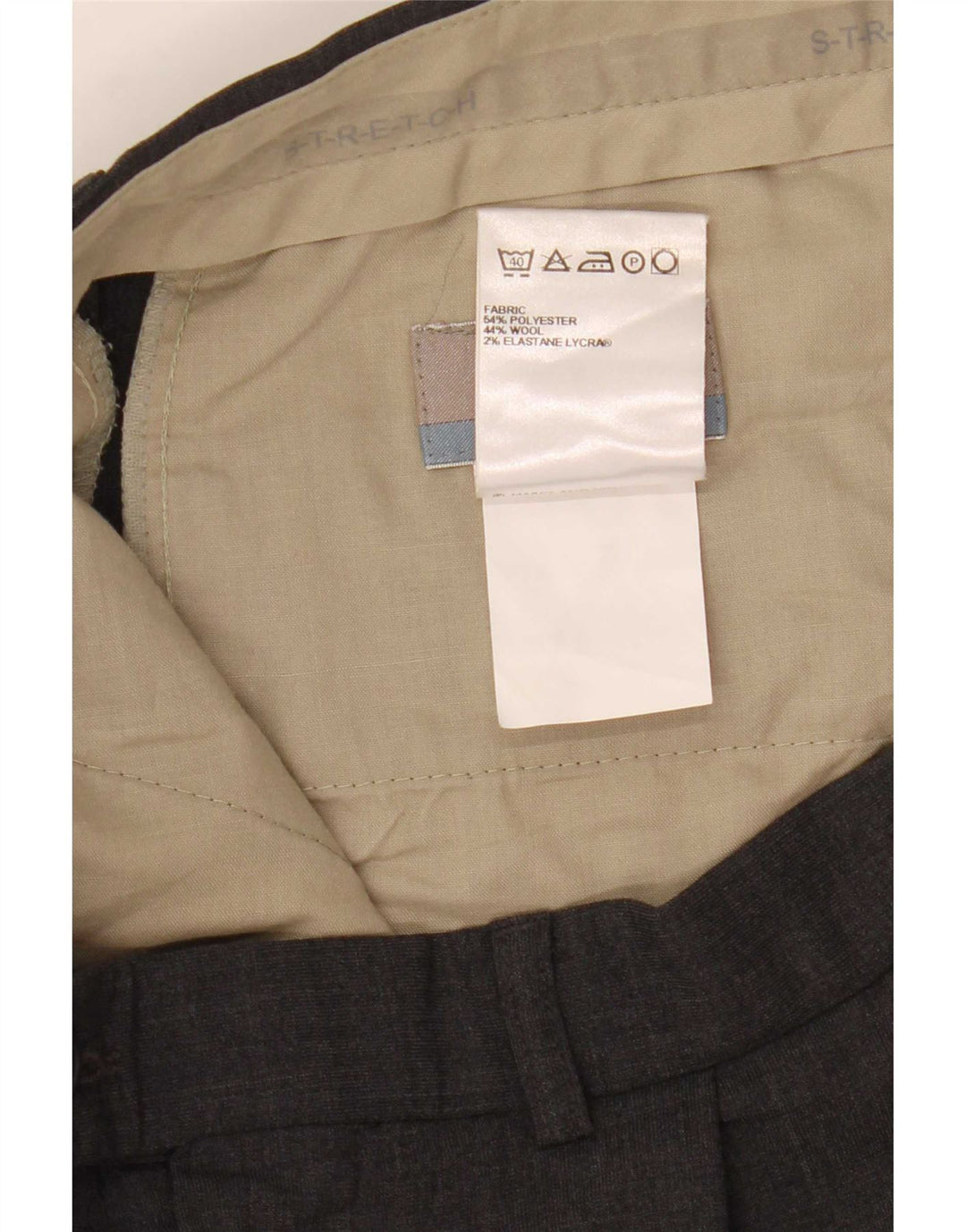 Pantaloni da abito sartoriali da uomo Marks & Spencer W34 L28 poliestere grigio