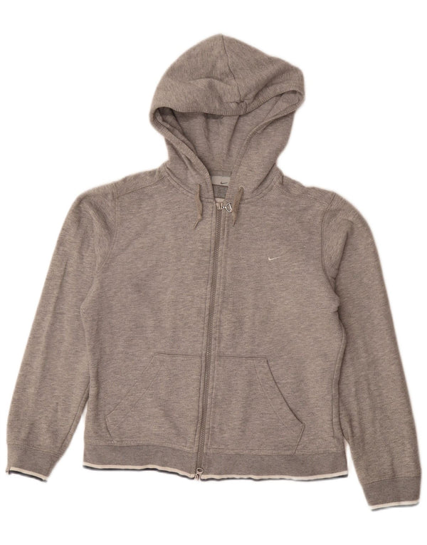 Felpa con cappuccio e zip da donna Nike UK 10/12 Cotone screziato grigio medio