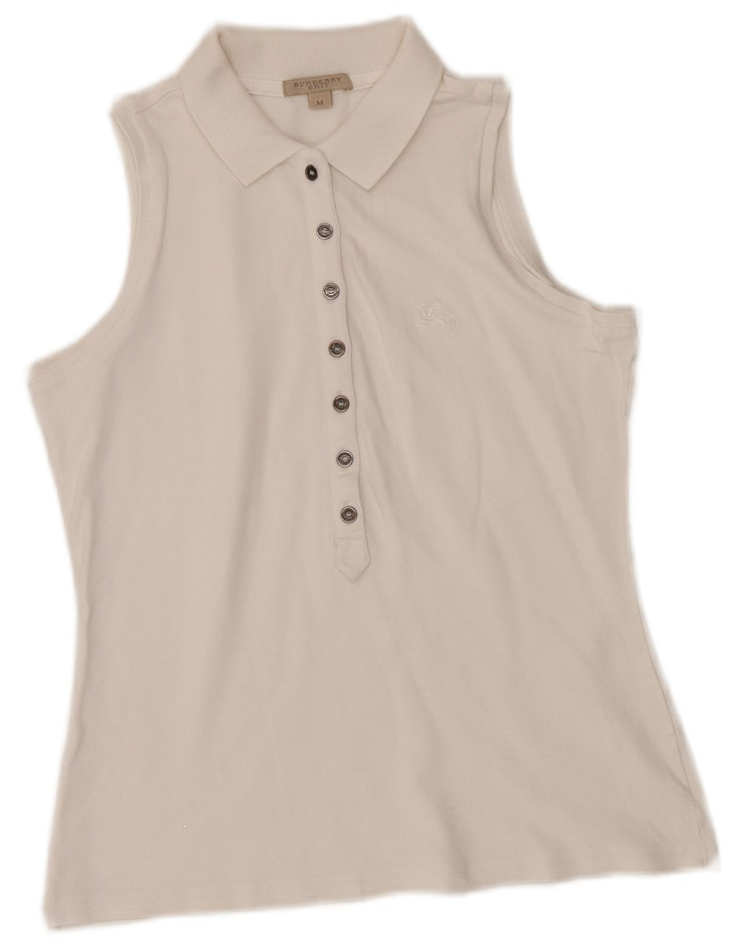 Polo senza maniche BURBERRY da donna BRIT UK 12 Medium White