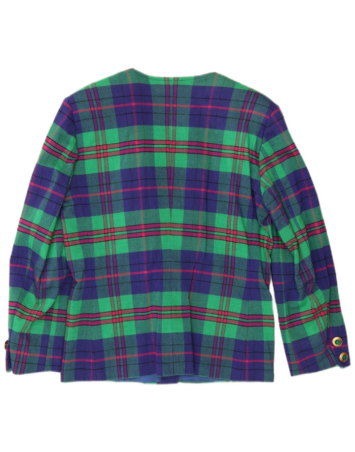 Giacca blazer vintage da donna a 4 bottoni UK 14 a quadri blu medio