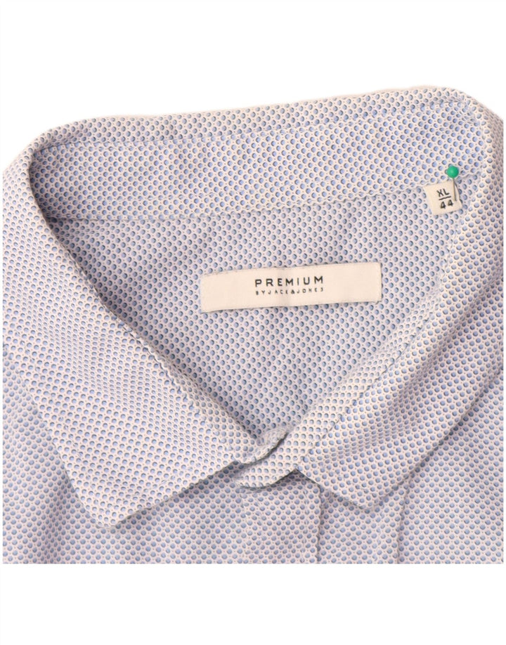 JACK & JONES Camicia premium da uomo taglia 44 XL Cotone maculato blu