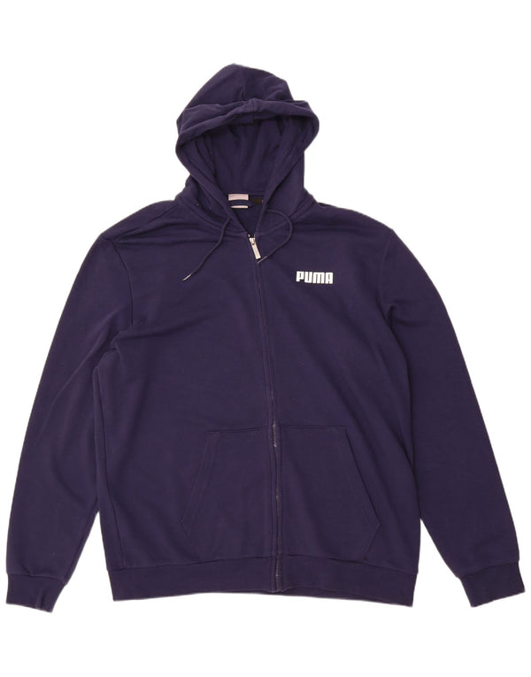 Felpa con cappuccio e zip da uomo Puma XL in cotone blu navy