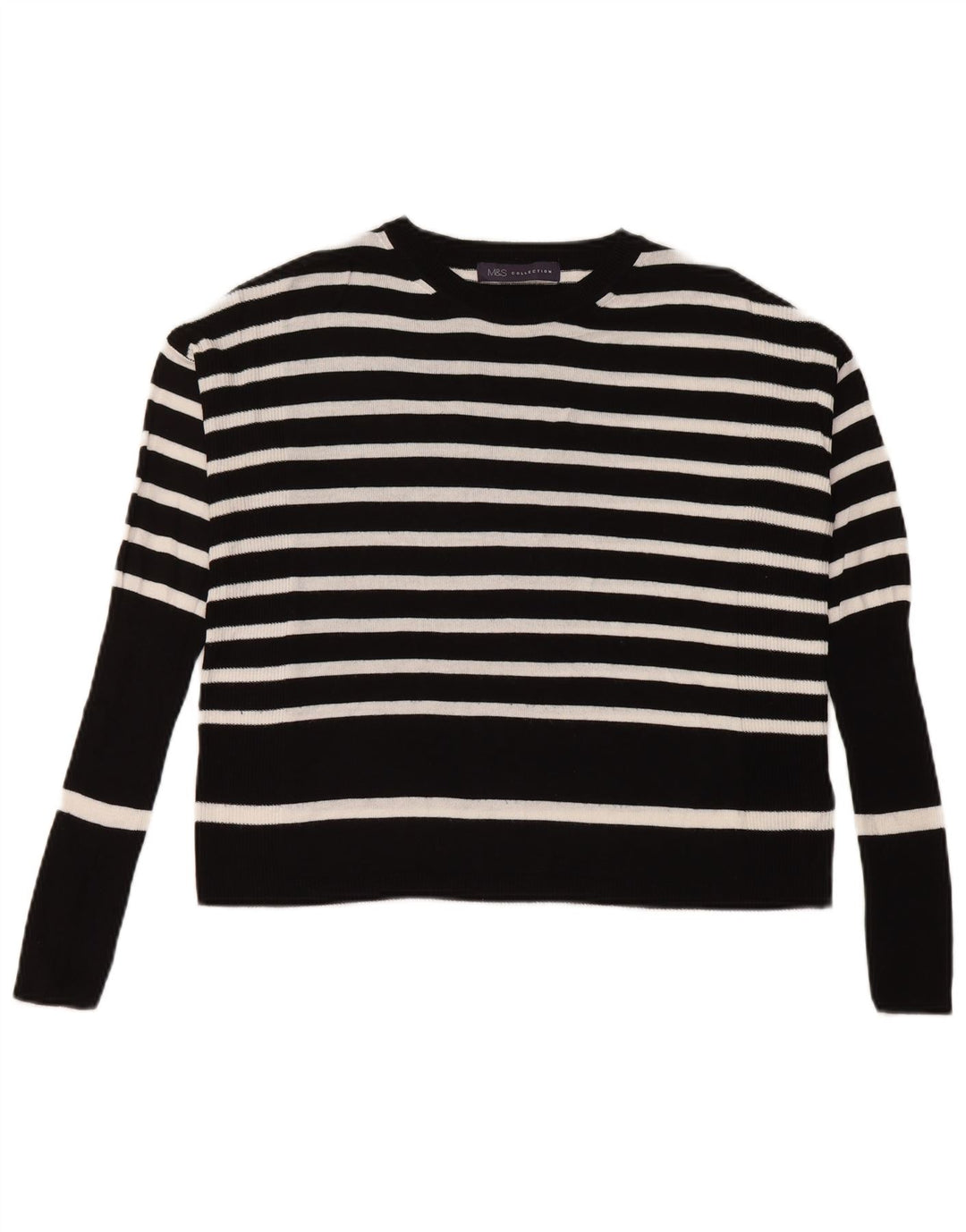 Maglione maglione girocollo da donna Marks & Spencer UK 14 medio a righe nere