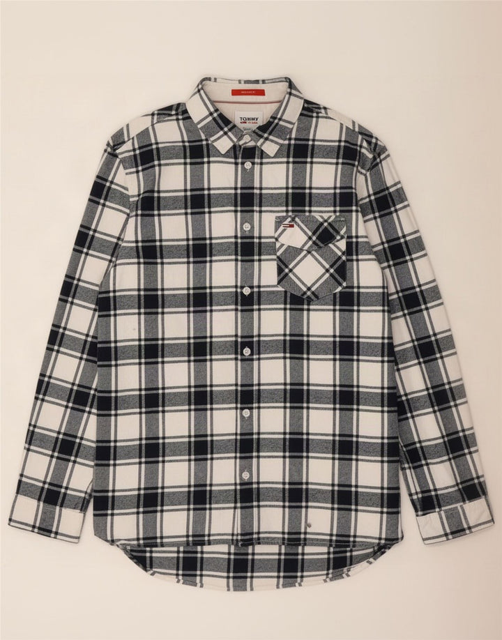 Tommy Hilfiger Camicia da uomo in flanella vestibilità regolare, grande cotone a quadri blu navy