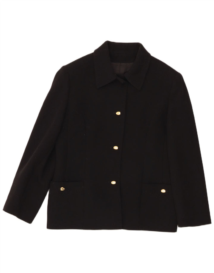 Giacca blazer vintage da donna a 3 bottoni UK 18 XL in lana nera