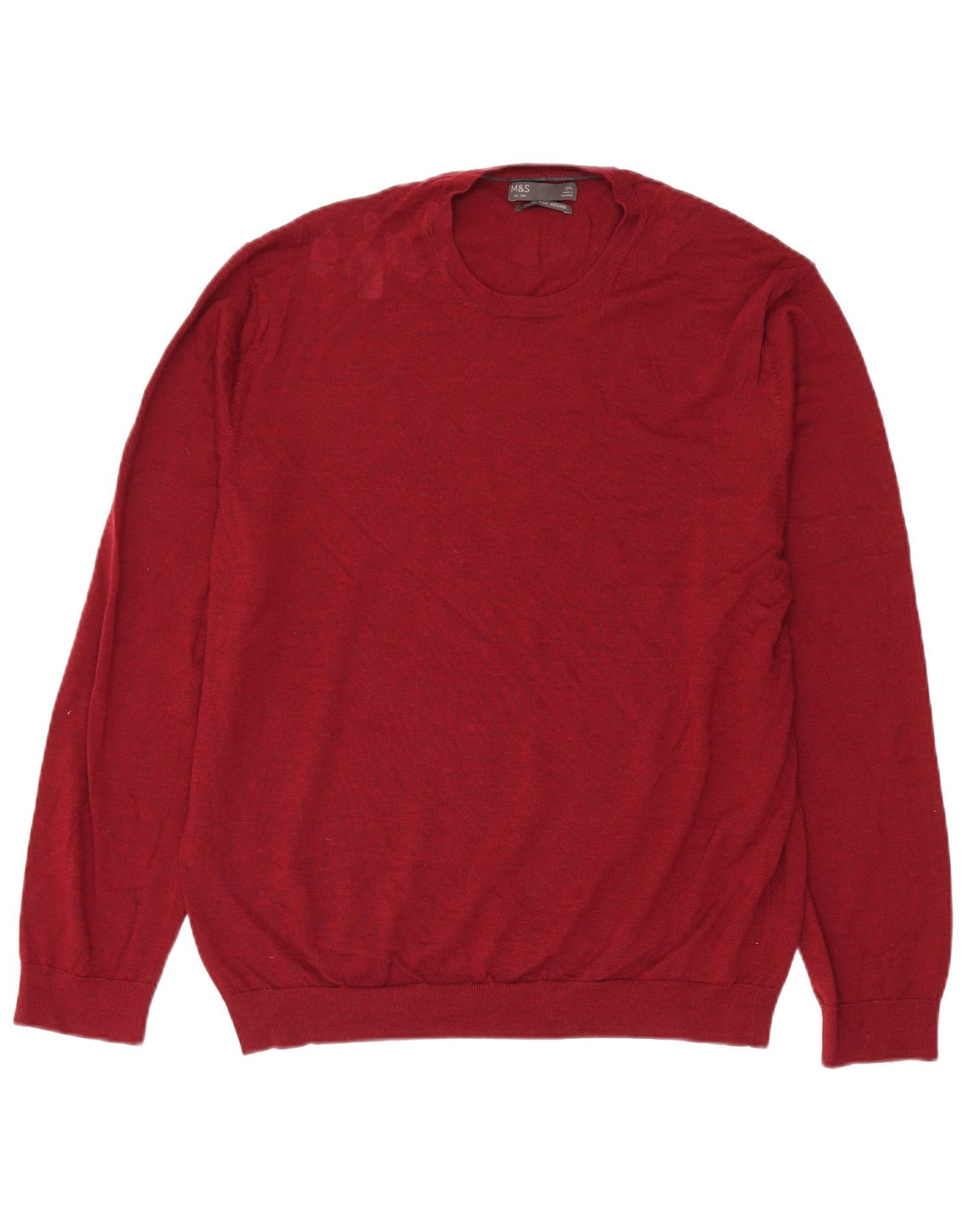 Maglione maglione girocollo da uomo Marks & Spencer XL rosso lana merino