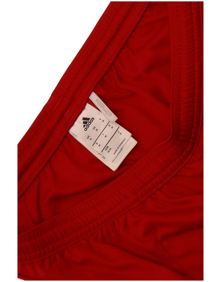 Pantaloncini sportivi Adidas Climalite da uomo in poliestere color block rosso medio