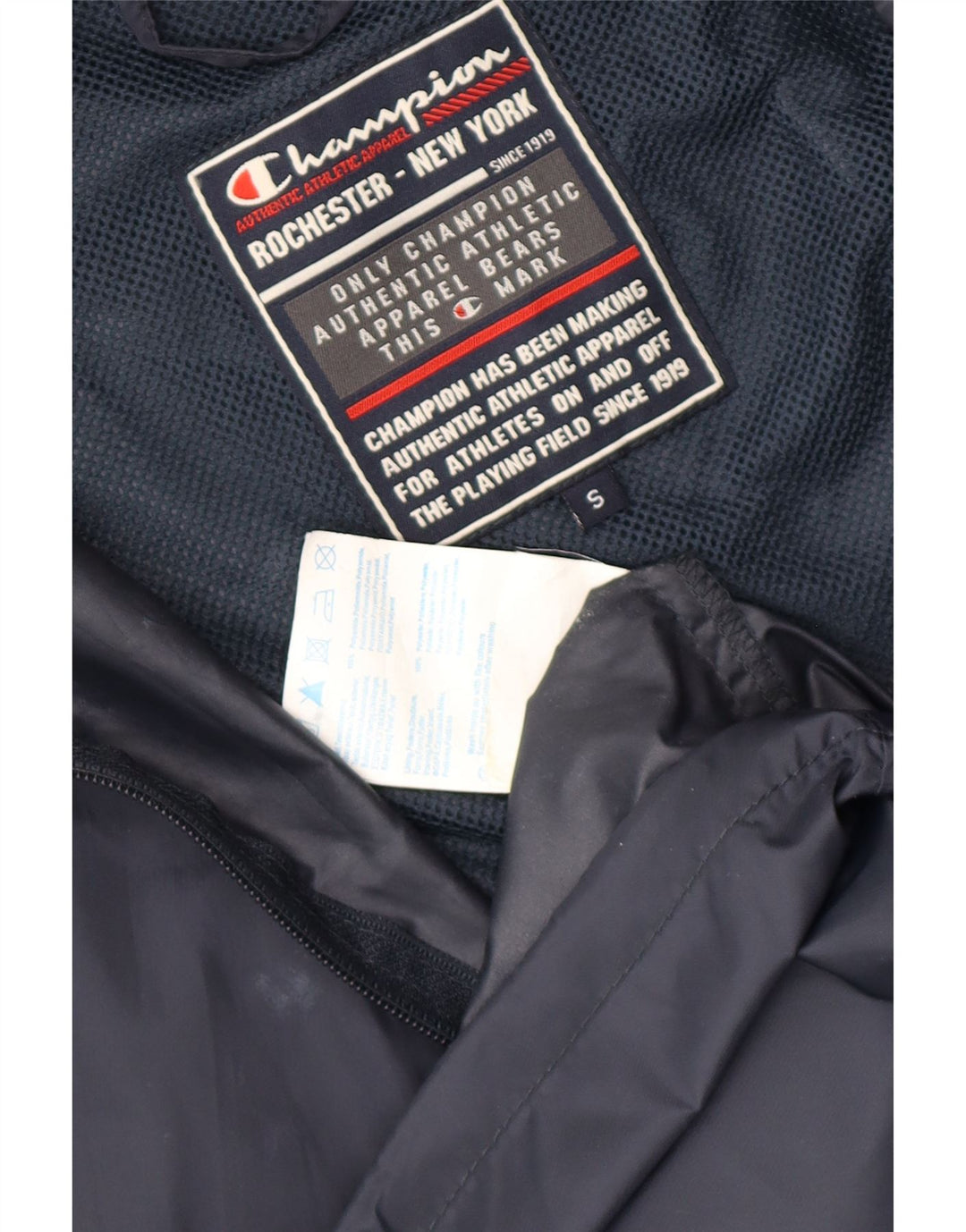 Giacca antipioggia con cappuccio da uomo Champion UK 36 Small Blu Navy Poliammide