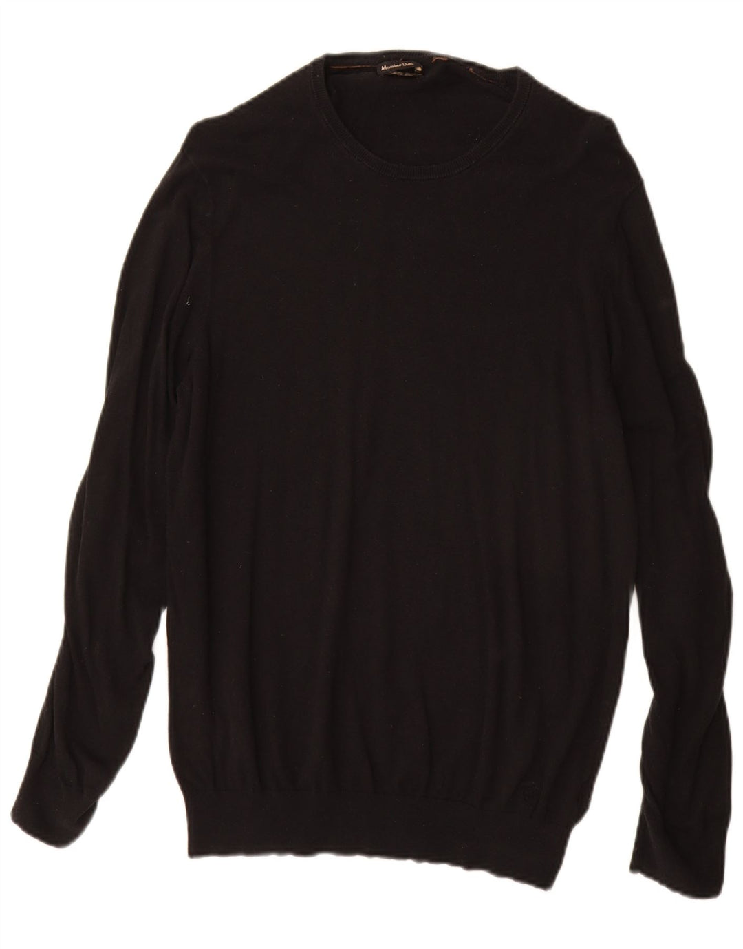 Massimo Dutti Maglione da uomo con scollo a barchetta piccolo in cotone nero