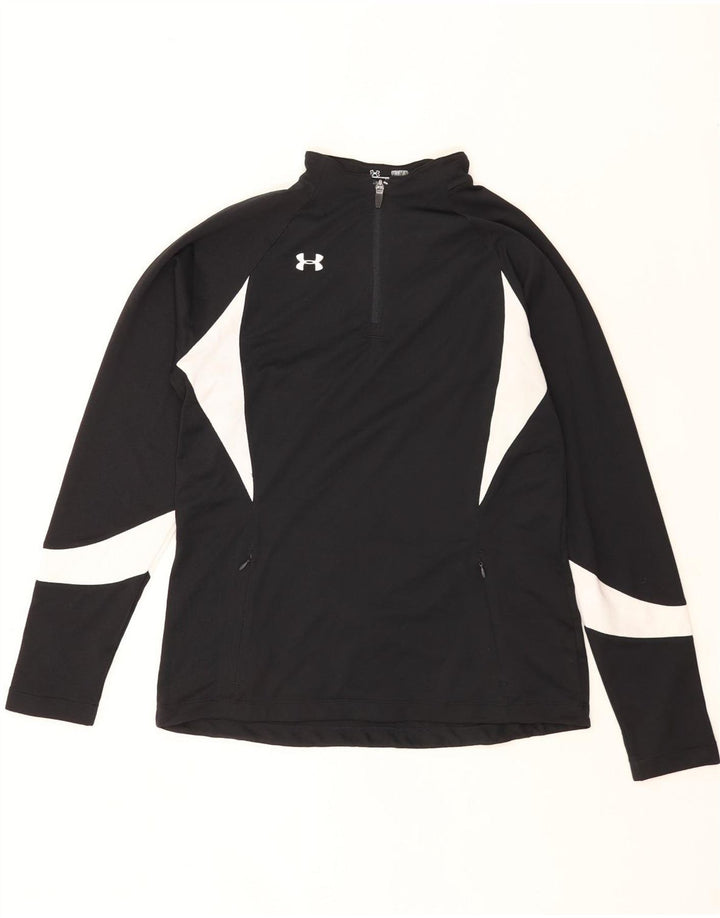 Maglietta da uomo Under Armour pullover con zip sul collo, colore nero medio