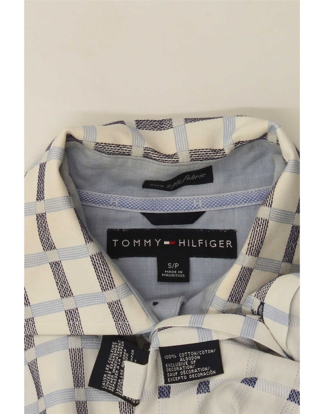 Camicia da uomo Tommy Hilfiger piccola in cotone a quadri bianchi