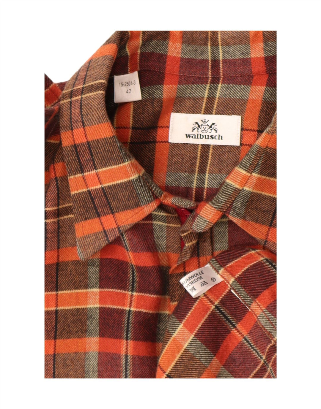 Camicia da uomo in flanella Walbusch taglia 42 grande cotone a quadri multicolore