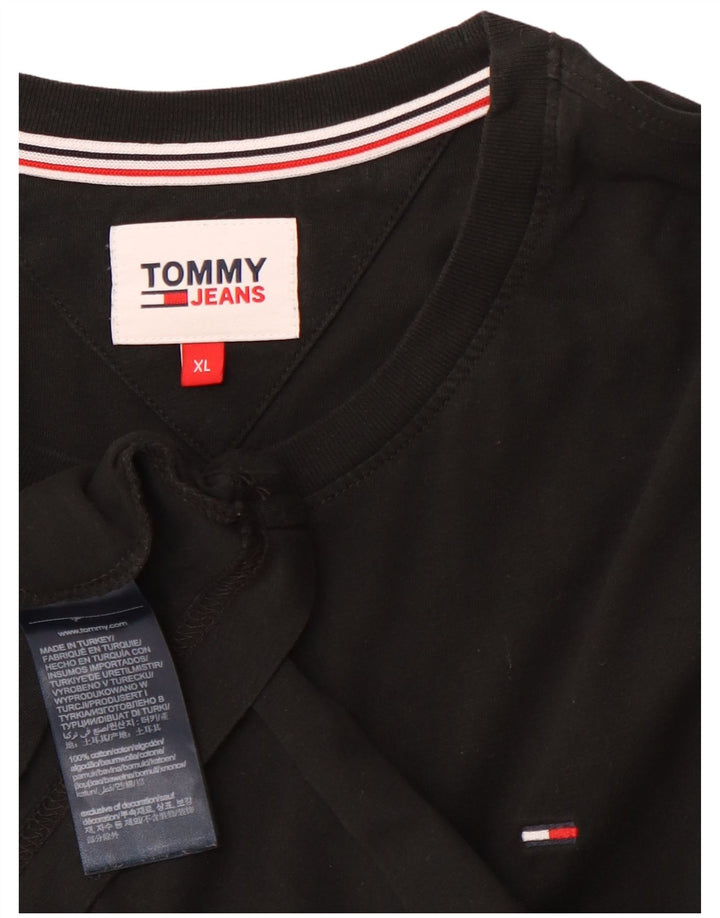 TOMMY HILFIGER T-shirt da uomo Top XL in cotone nero