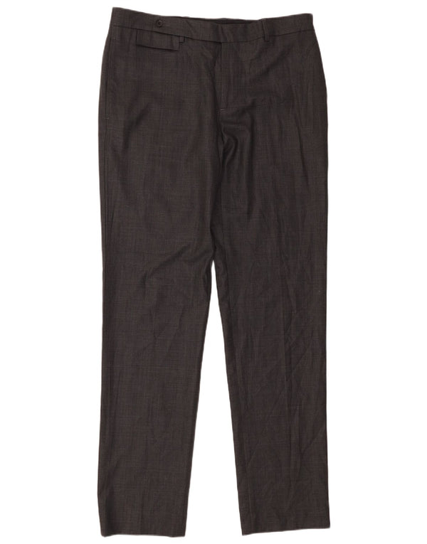 Pantaloni da abito dritti da uomo Zara EU 44 Large W34 L34 Lana grigia