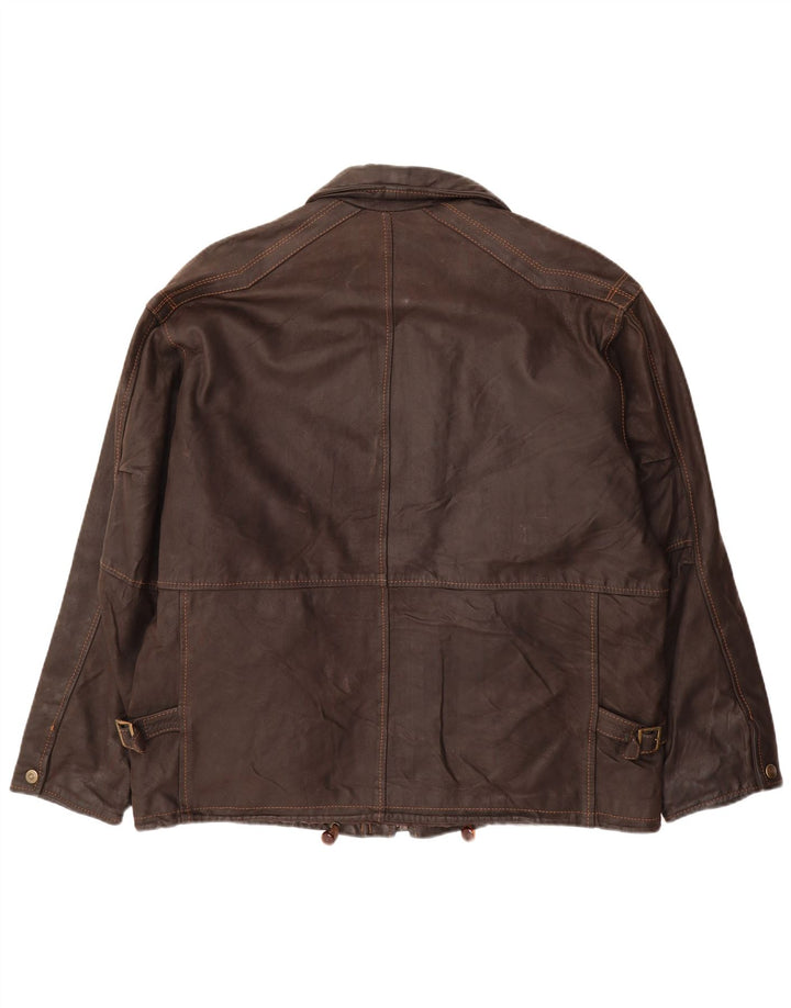 KIROS Mens Leather Jacket UK 42 XL Brown Leather
